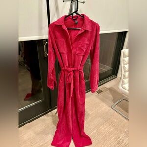 Pink Corduroy Jumpsuit